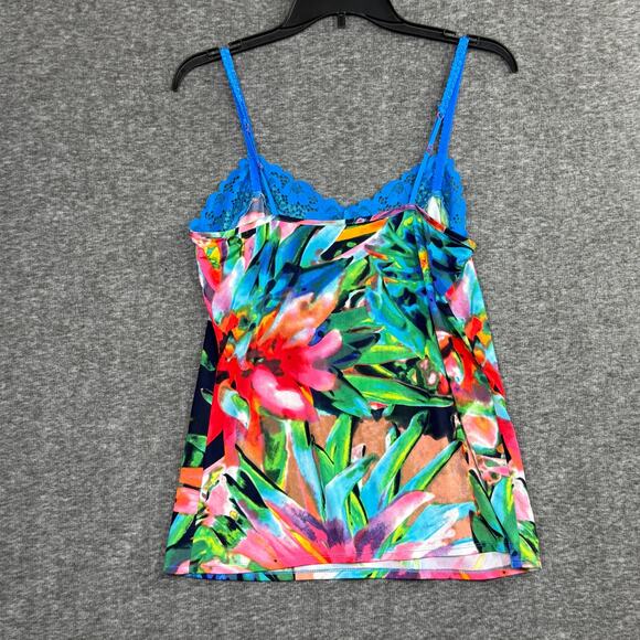 Josie Natori Tropical floral lace trim cami size medium - Picture 2 of 5